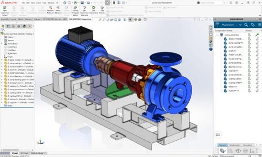 CAD model of an assembly on screen